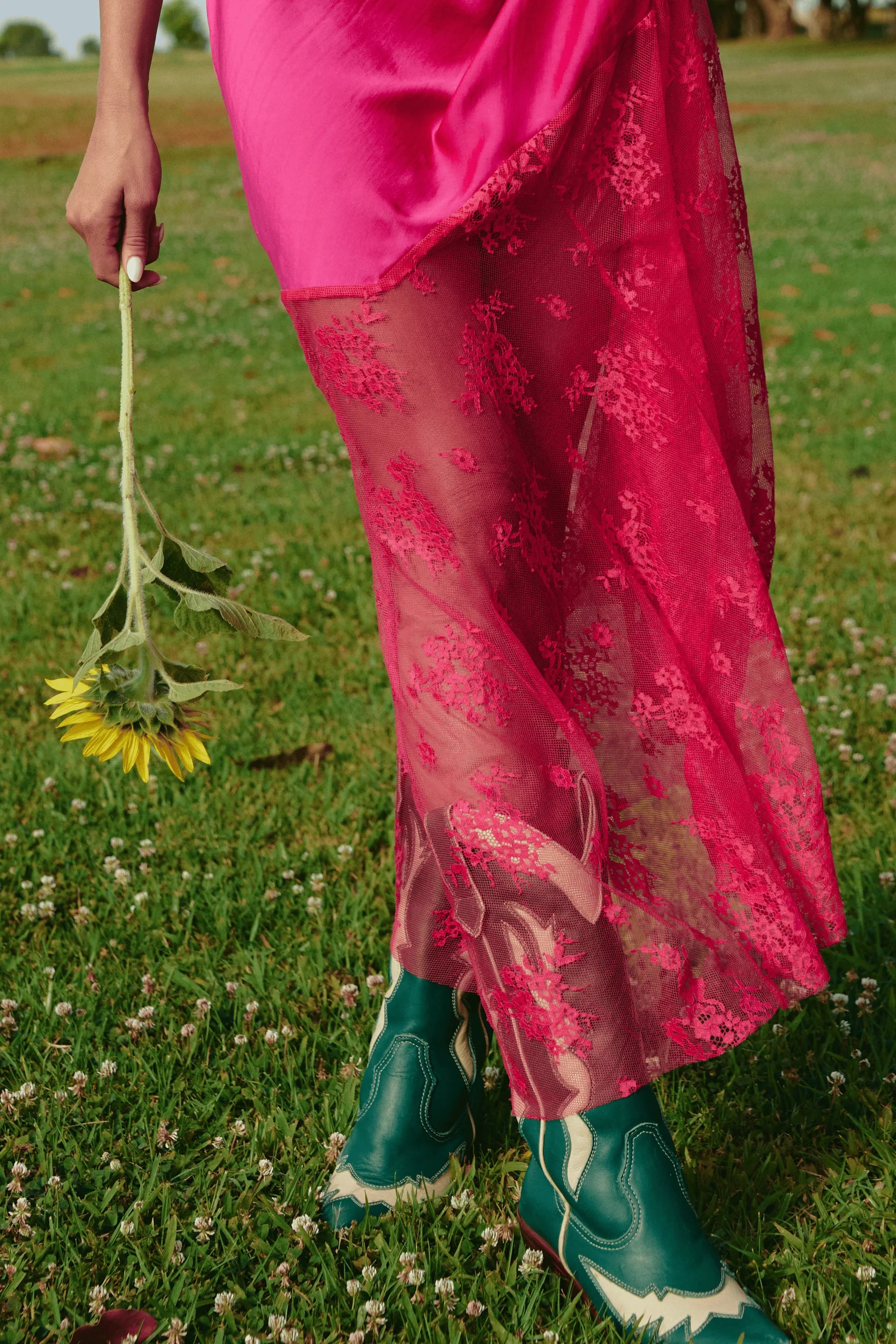 Elysian Collective Sabbi The Lace Maxi Dress Pink