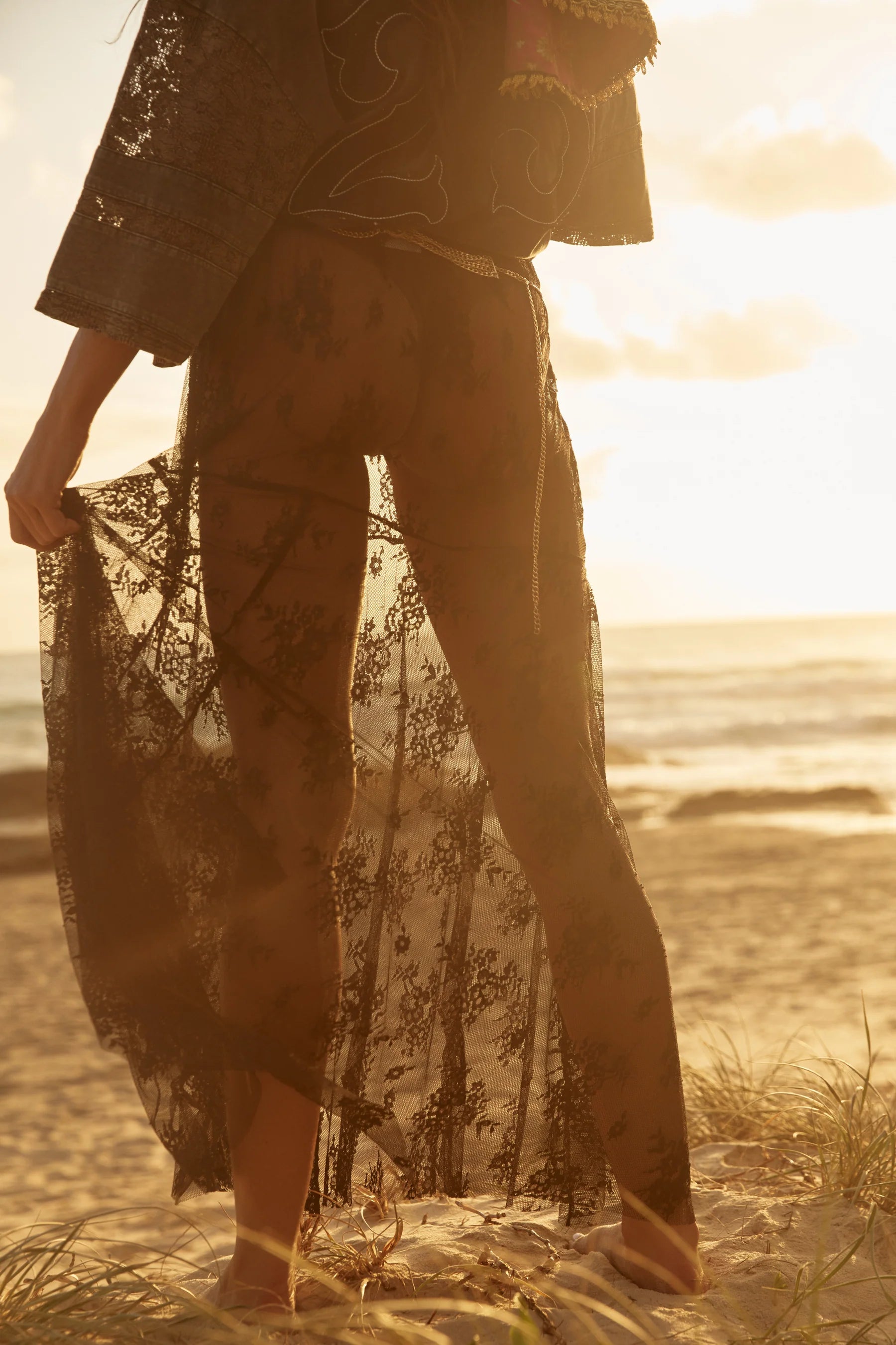 Elysian Collective Sabbi The Lace Maxi Skirt Black
