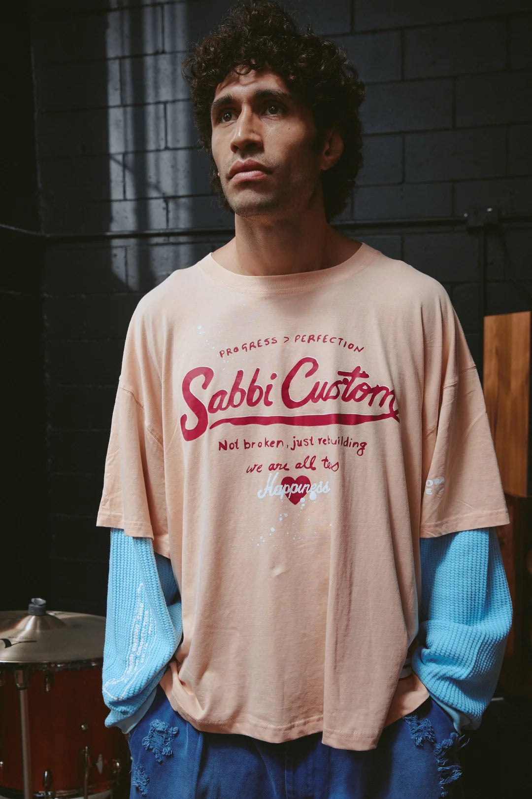 Elysian Collective Sabbi The Long Sleeve Sabbi Custom Tee Apricot