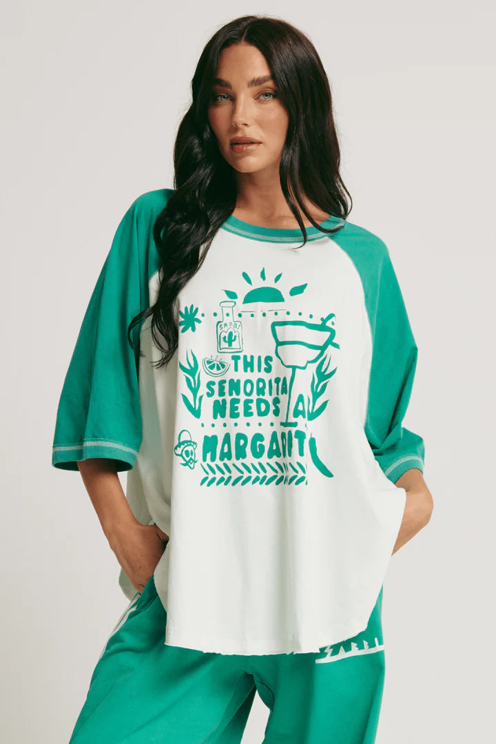 Elysian Collective Sabbi The Raglan Margie Tee Green