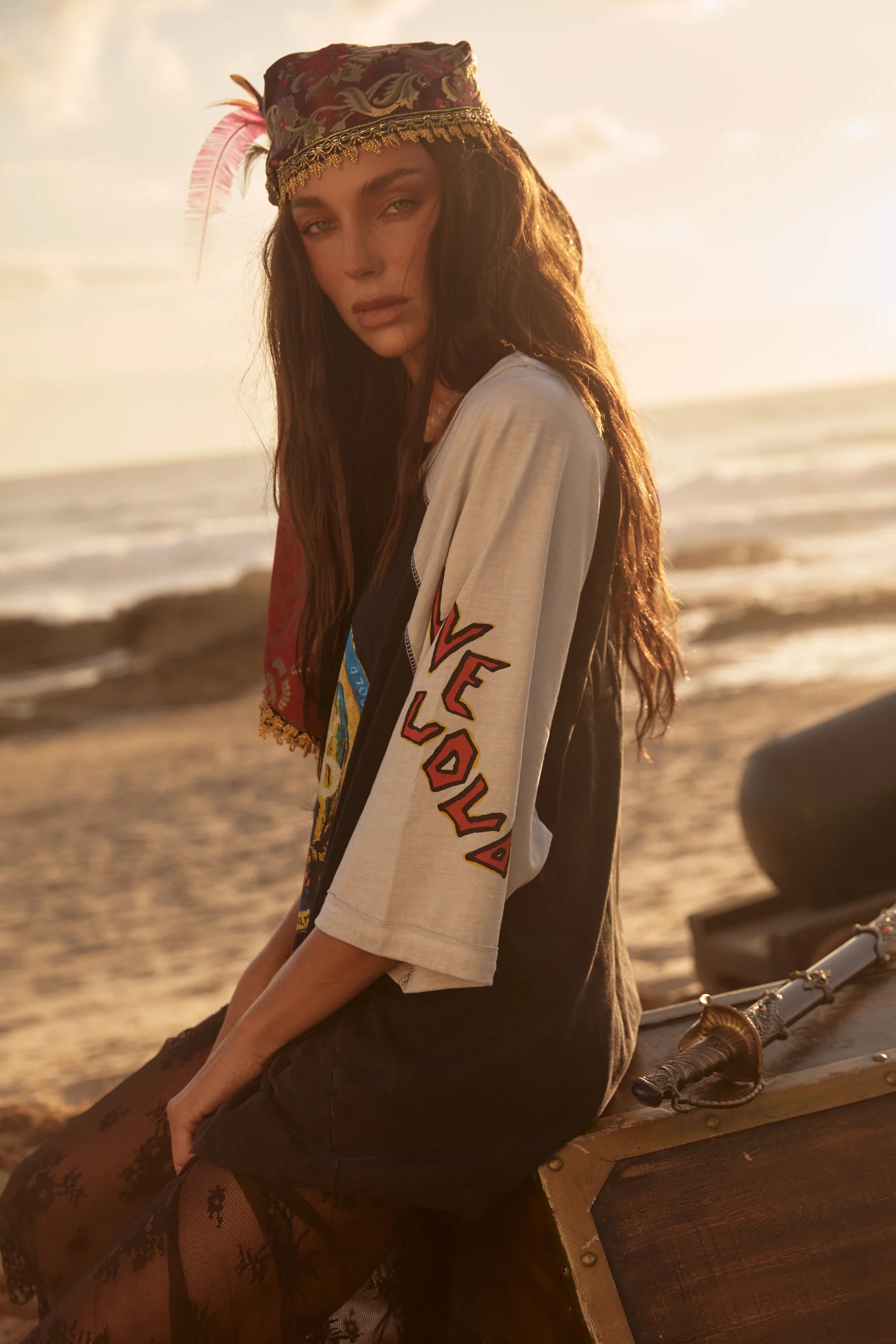 Elysian Collective Sabbi The Stay Wild Raglan Tee Black