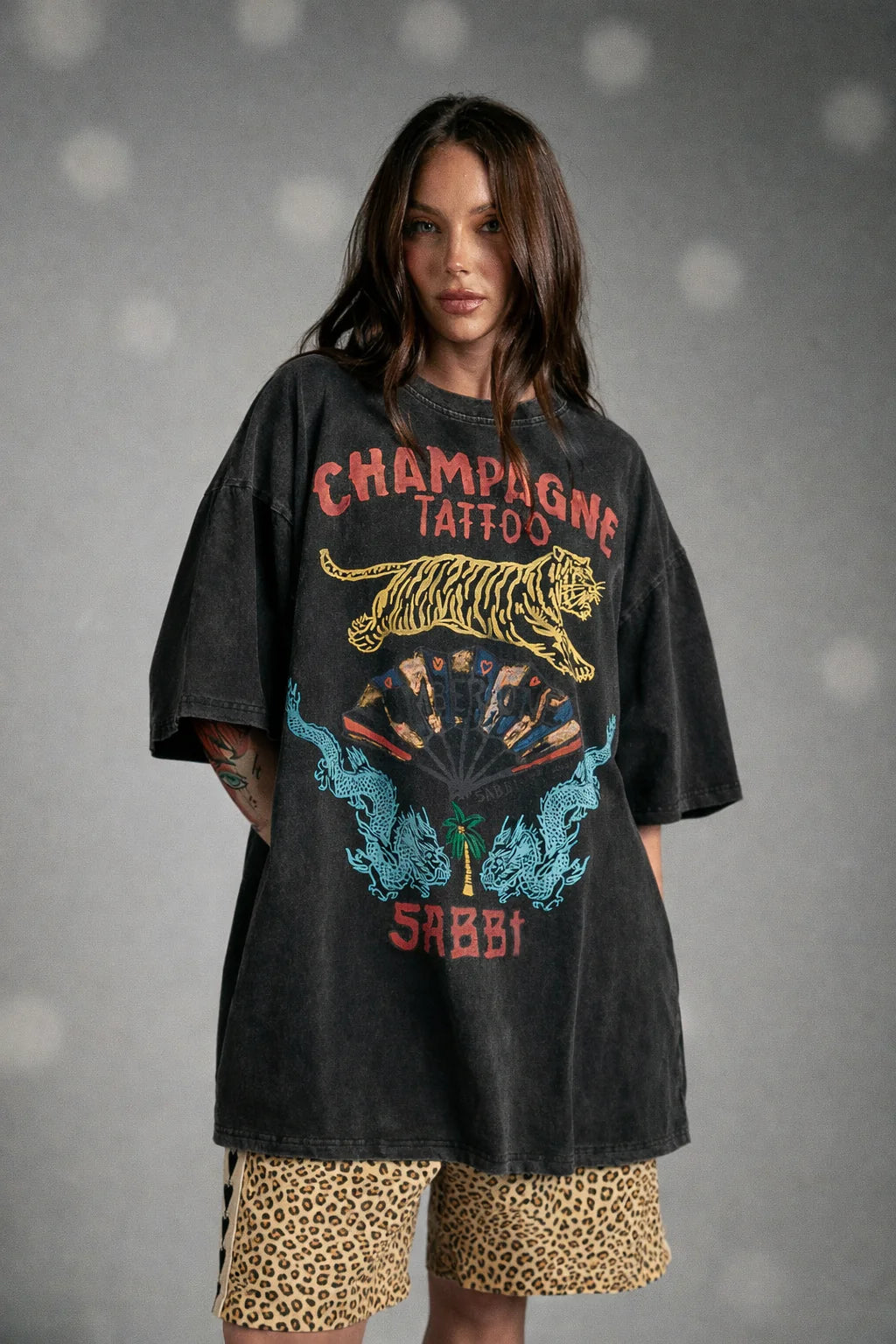 Elysian Collective Sabbi Champagne and Tattoo Tee Black