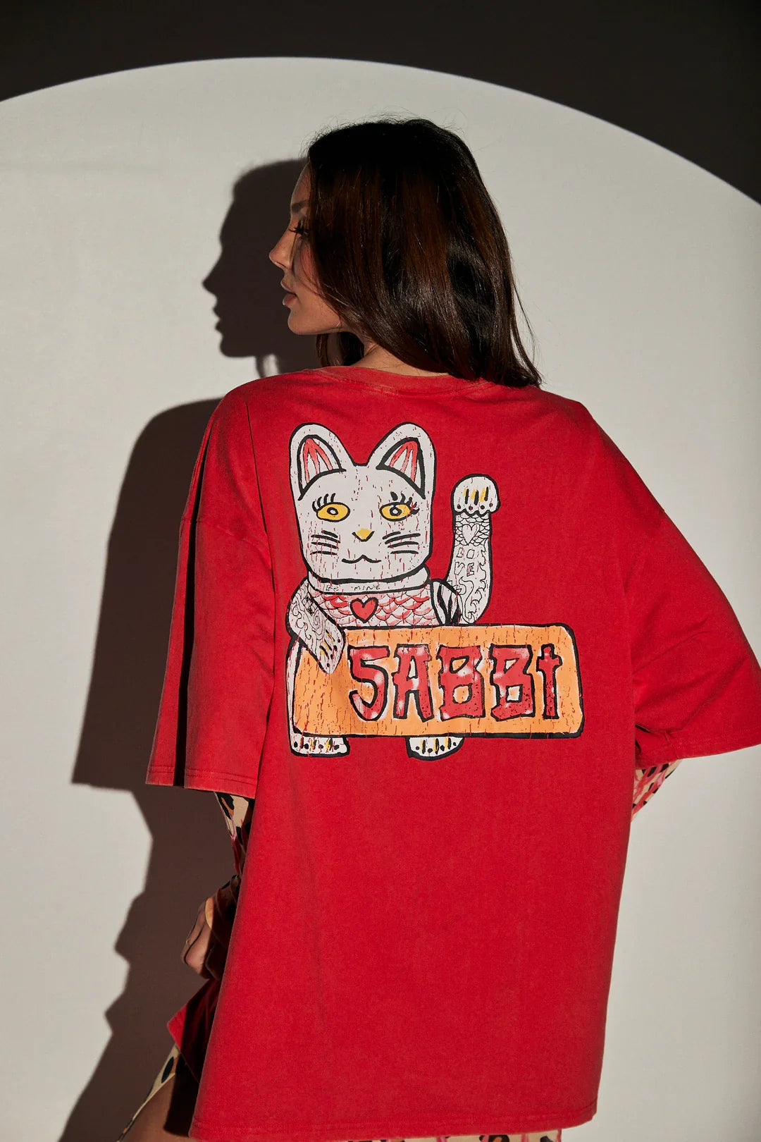 Elysian Collective Sabbi The Very Oversized Champagne Tattoo Tee Red