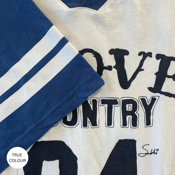 Elysian Collective Sabbi The Very Oversized Country Music V Neck Tee Marshmallow Blue