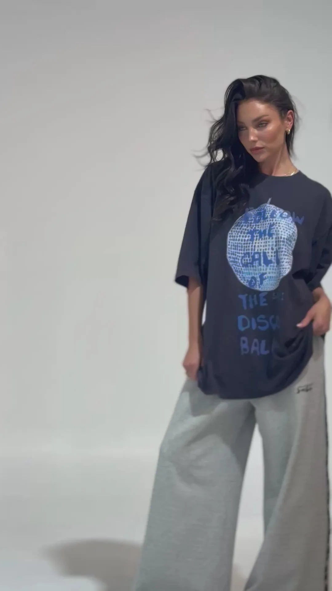 Elysian Collective Sabbi The Very Oversized Disco Ball Tee Charcoal