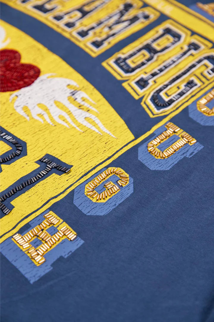 Elysian Collective Sabbi The Very Oversized Dream Big Beaded Tee Blue