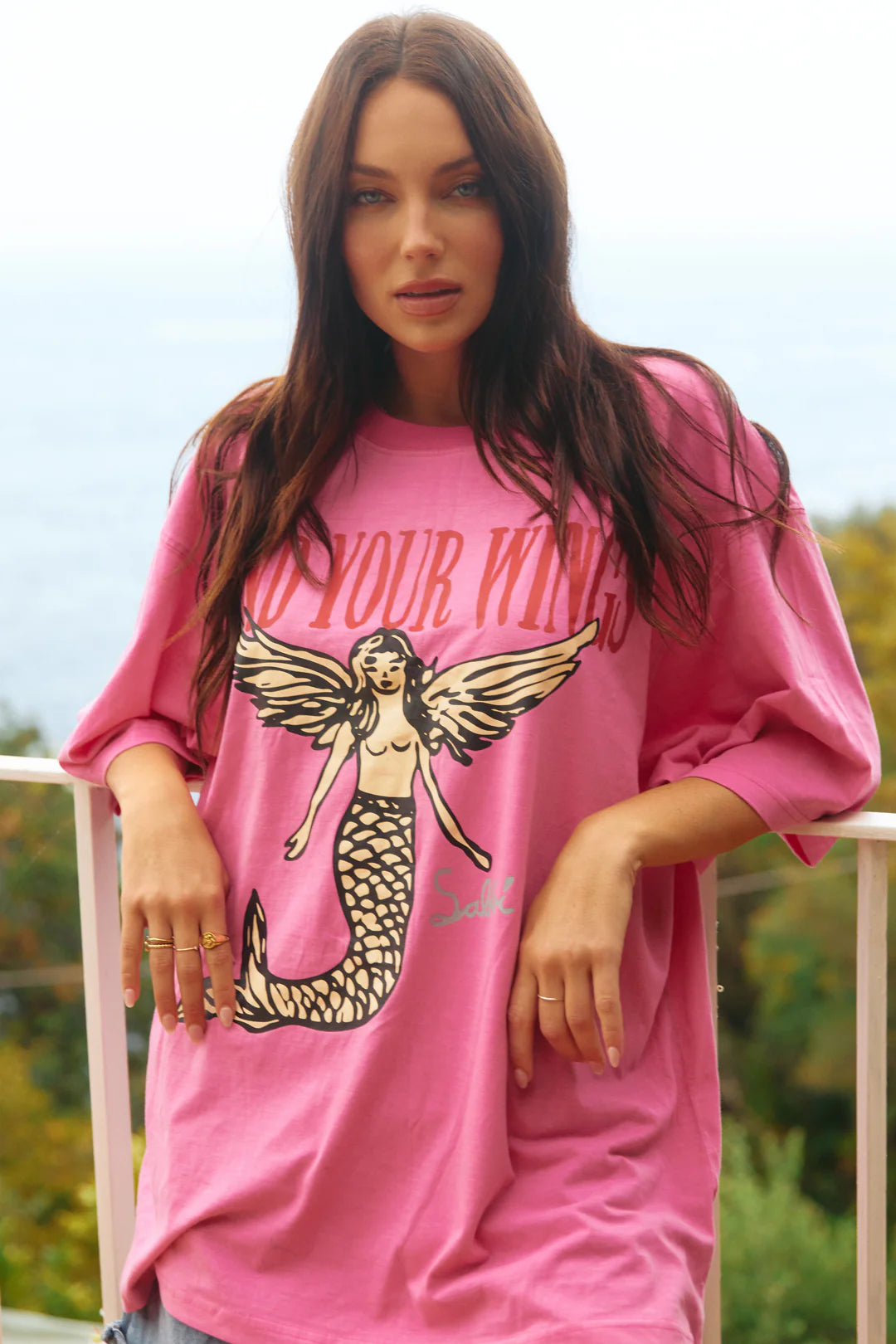 Elysian Collective Sabbi The Very Oversized Find Your Wings Tee Pink