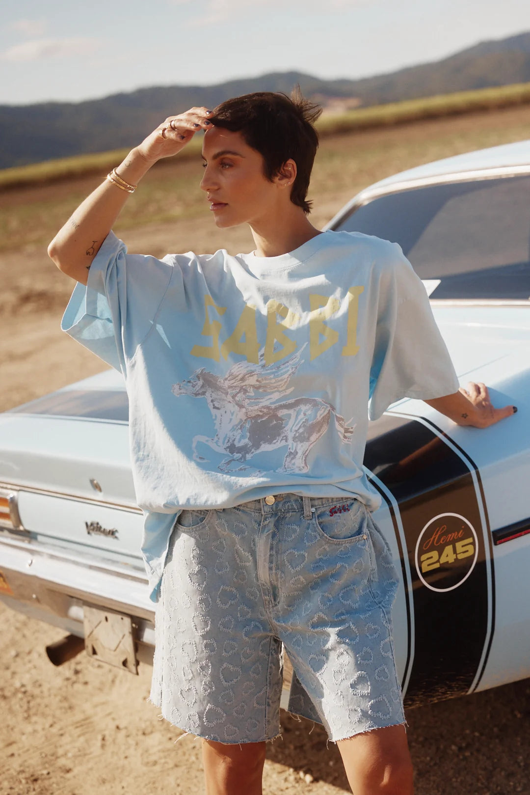 Elysian Collective Sabbi The Very Oversized Rhinestone Girl Sky New