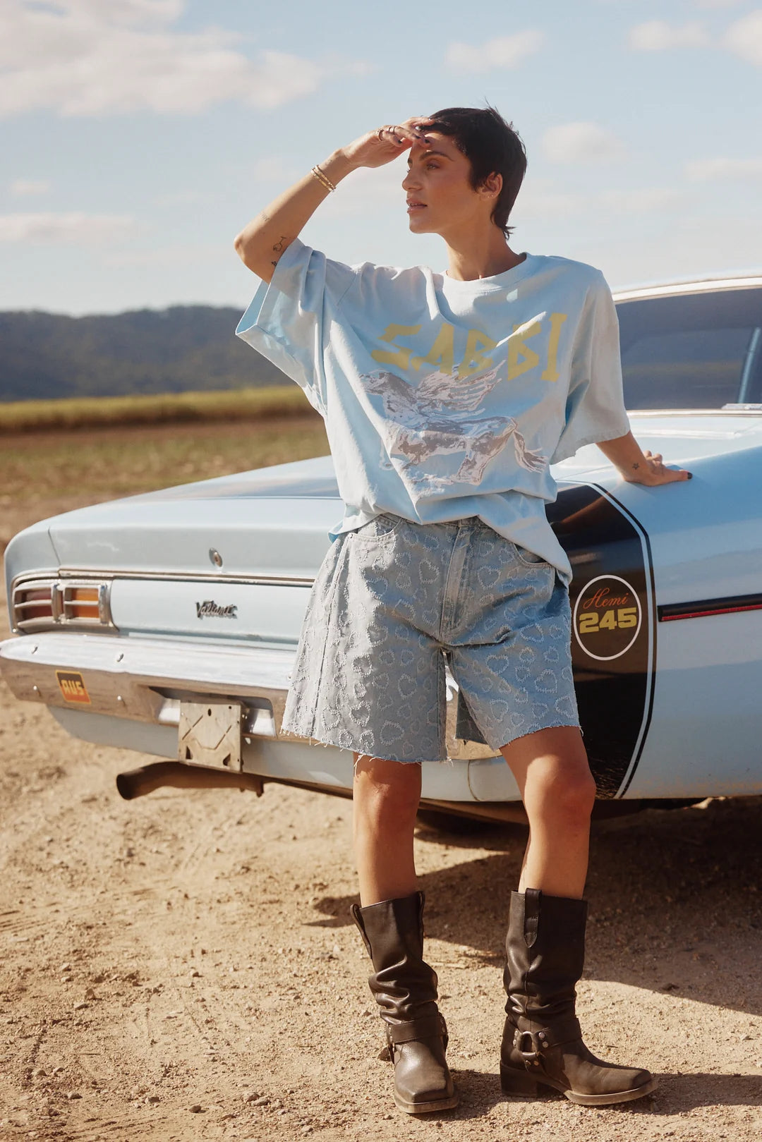 Elysian Collective Sabbi The Very Oversized Rhinestone Girl Sky New