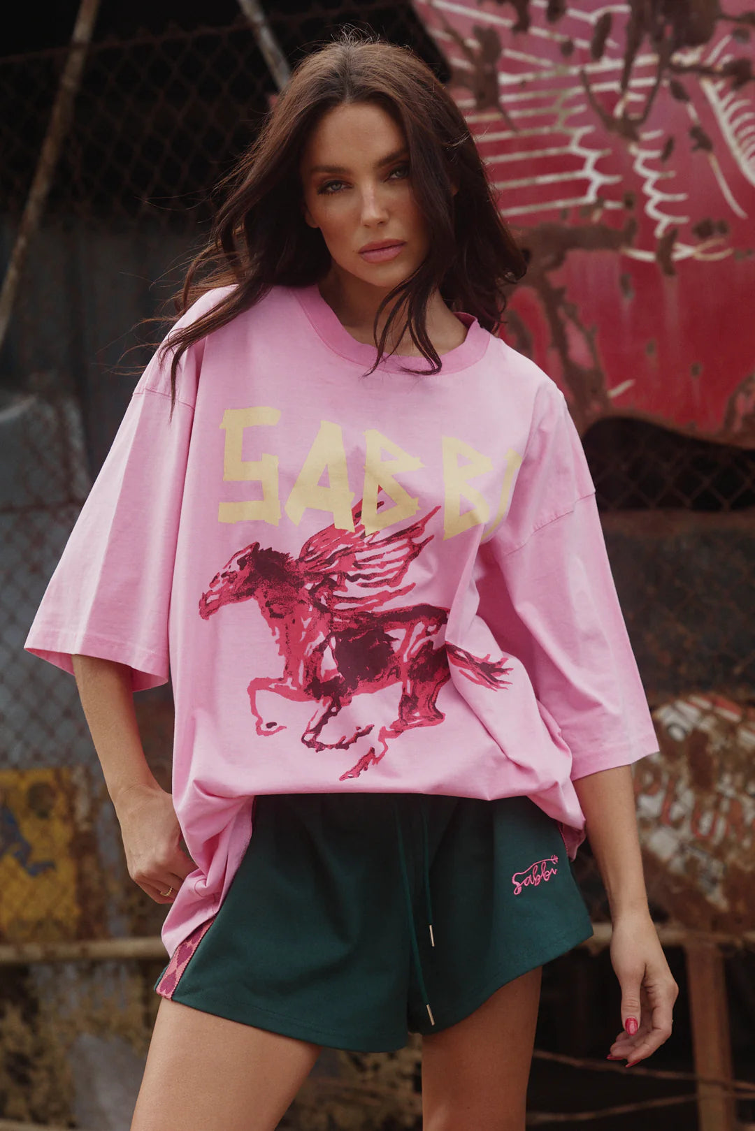 Elysian Collective Sabbi The Very Oversized Rhinestone Tee Pink
