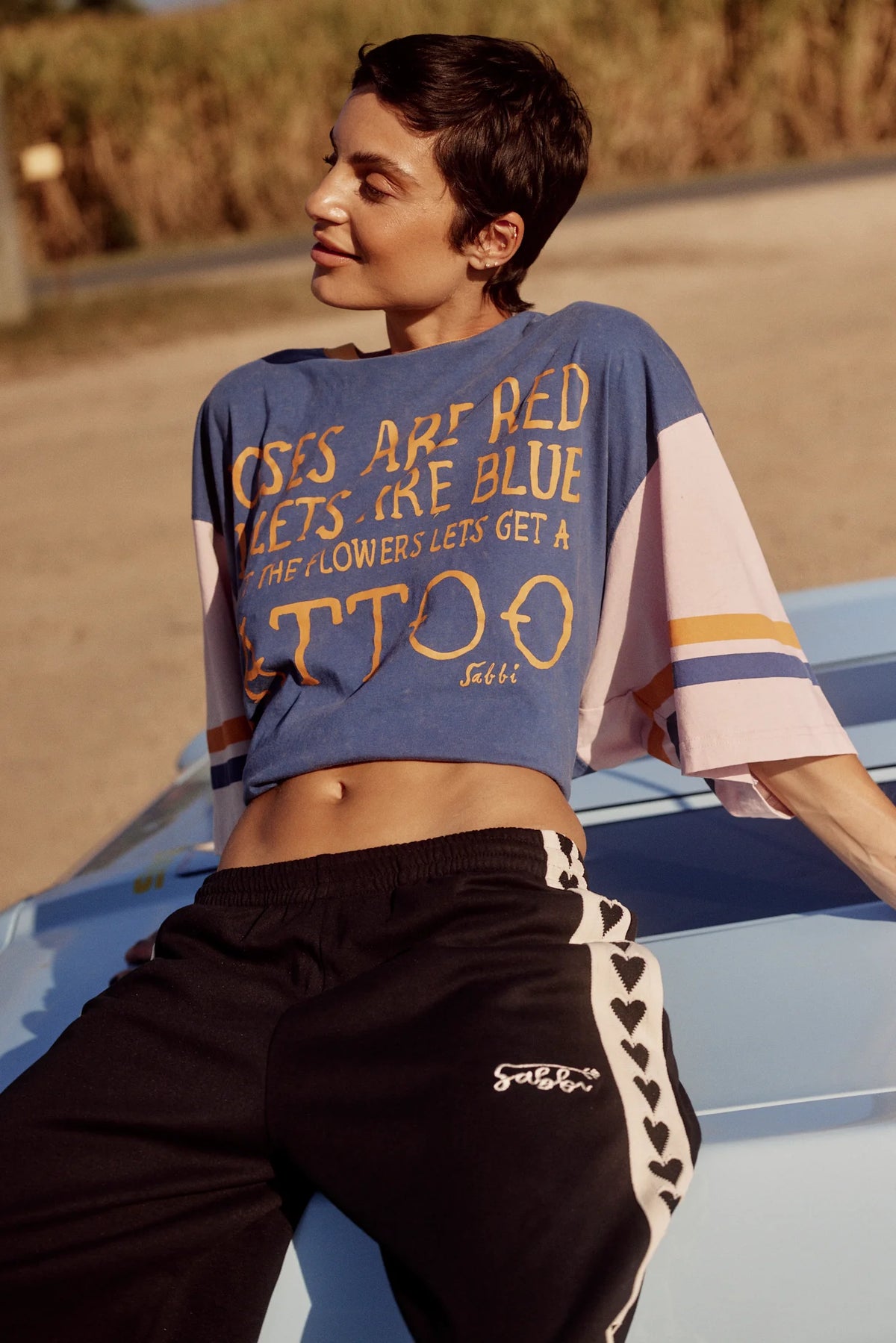 Elyisan Collective Sabbi The Very Oversized Roses And Tattoo Tee