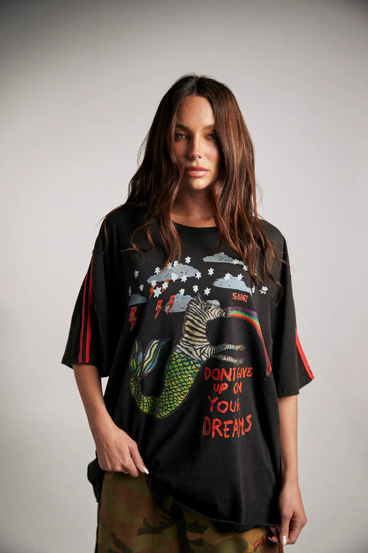 Elysian Collective Sabbi The Very Oversized Zebra Dreams Tee Black