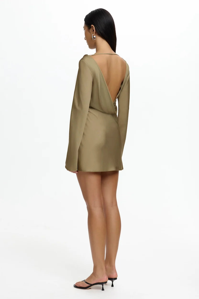 SIGNIFICANT OTHER - TILY LONG SLEEVE MINI DRESS (OLIVE STENCIL)
