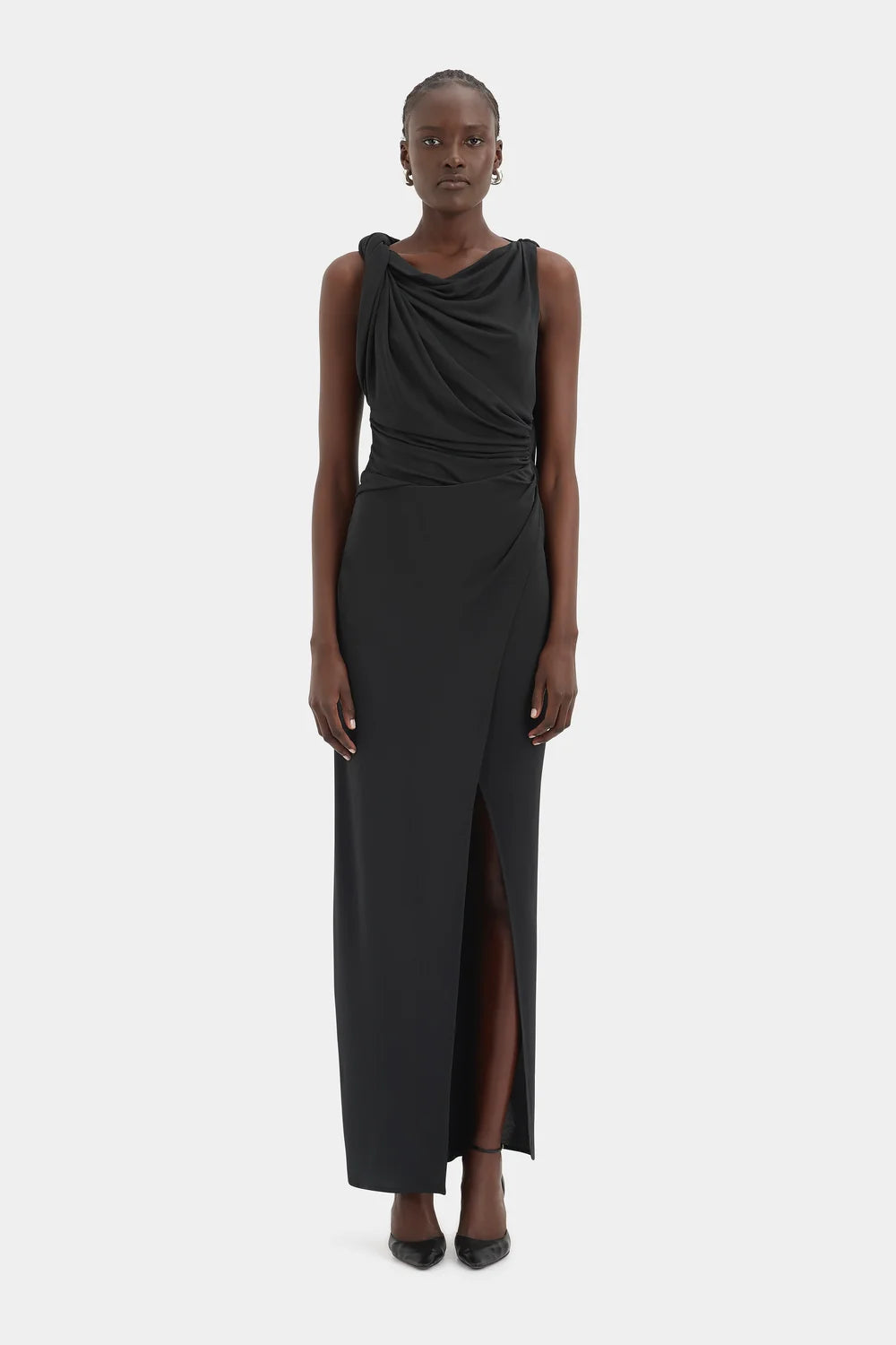 Elysian Collective Sir The Label Olenna Twist Low Back Gown Charcoal