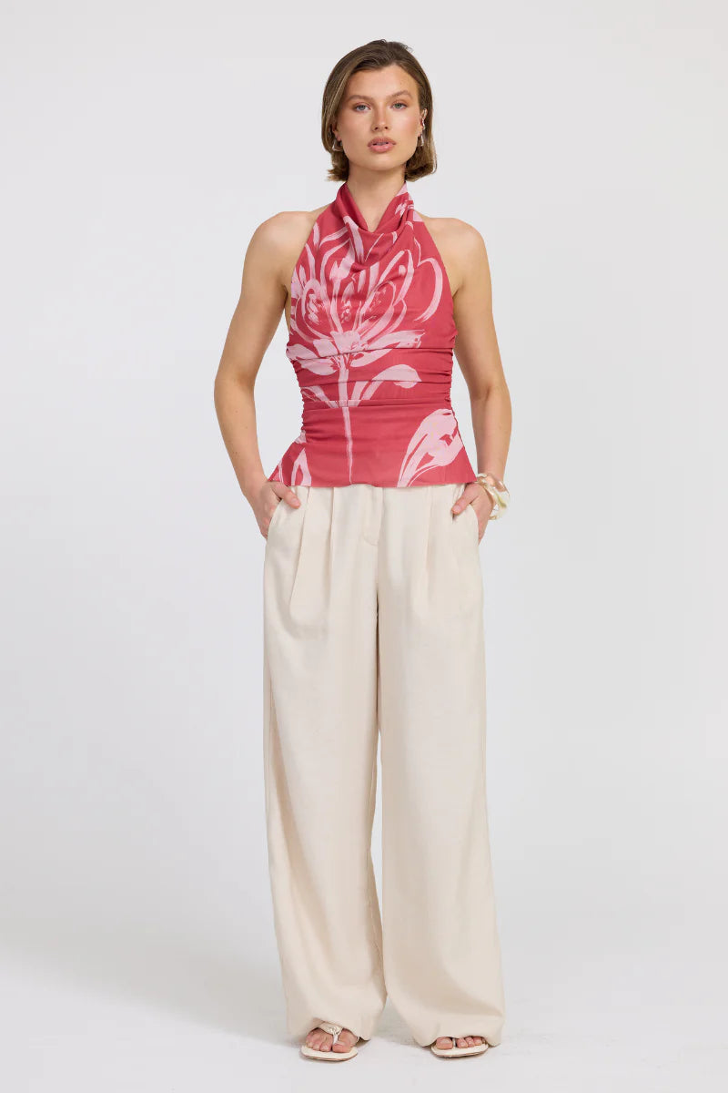 Elysian Collective Sovere Studio Flora Mesh Halter Top Hibiscus