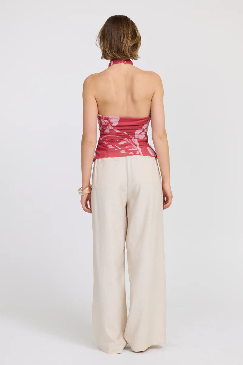 Elysian Collective Sovere Studio Flora Mesh Halter Top Hibiscus