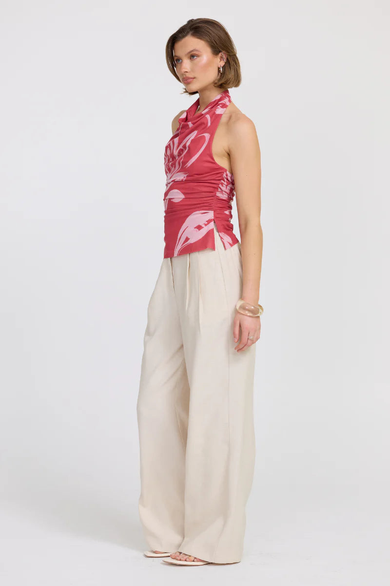 Elysian Collective Sovere Studio Flora Mesh Halter Top Hibiscus