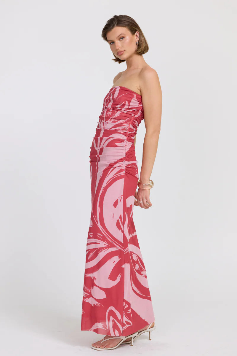Elysian Collective Sovere Studio Flora Strapless Dress Hibiscus