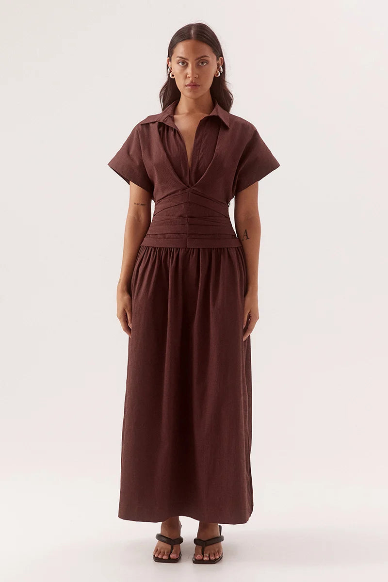 Elysian Collective Sovere Studio Lyra Dress Chocolate