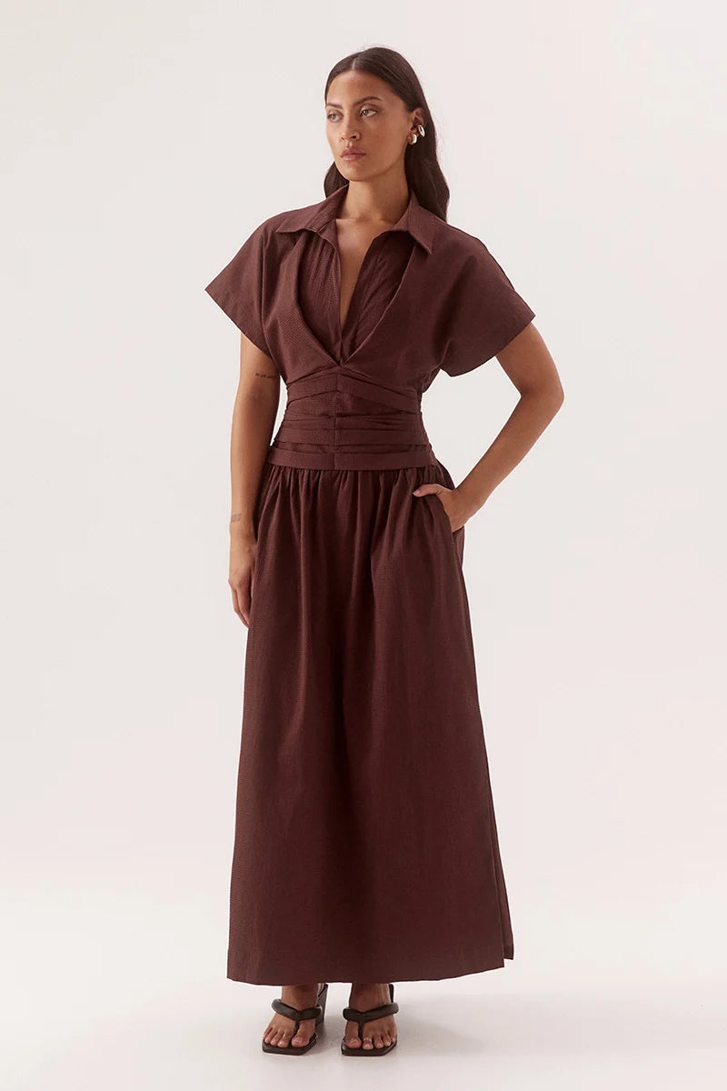 Elysian Collective Sovere Studio Lyra Dress Chocolate