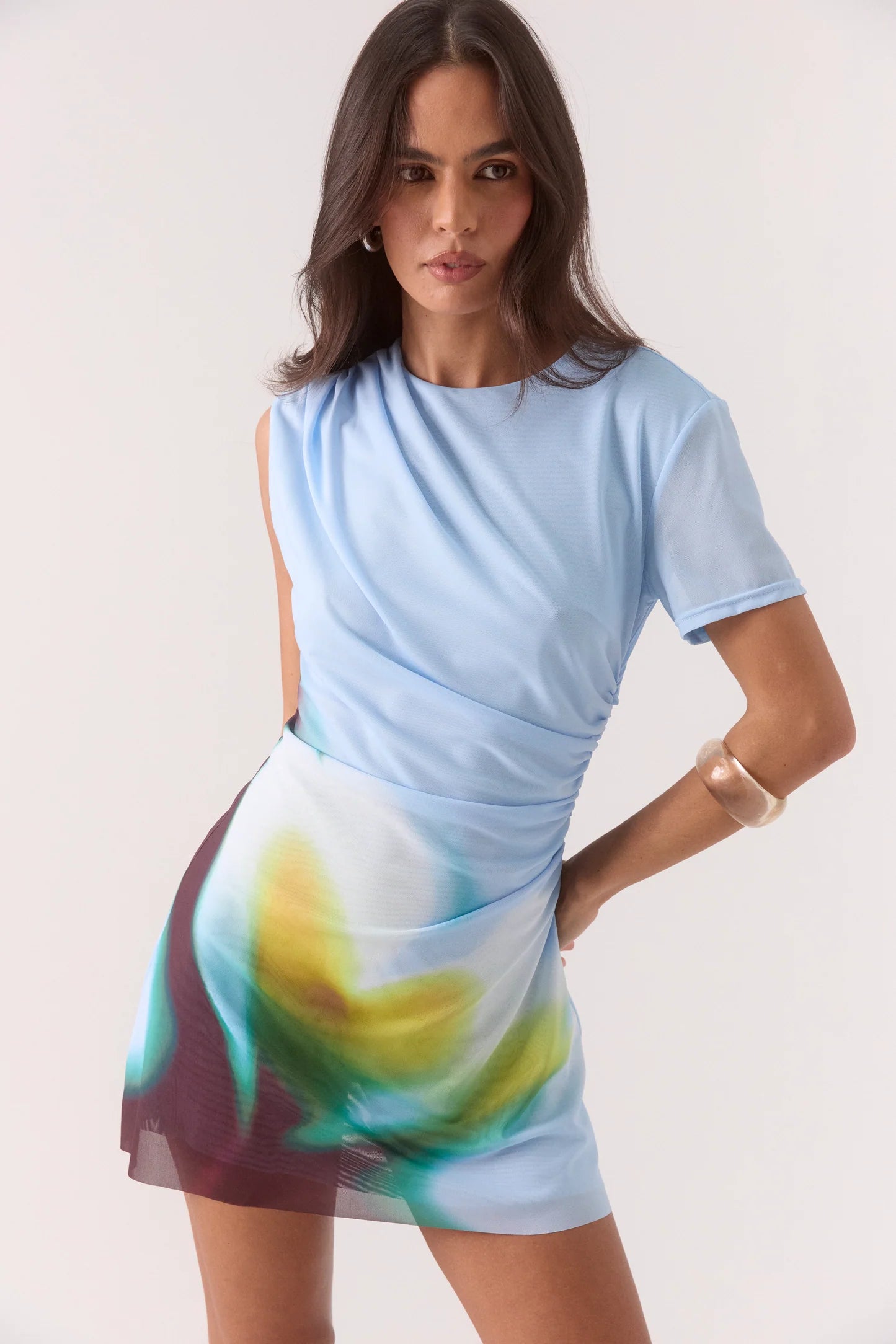 Elysian Collective Sovere Studio Zinnia Mesh Mini Dress Azure