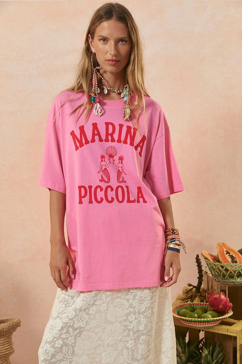 Elysian Collective Spell And The Gypsy Collective Marina Piccola Oversized Biker Tee Cosmos Pink