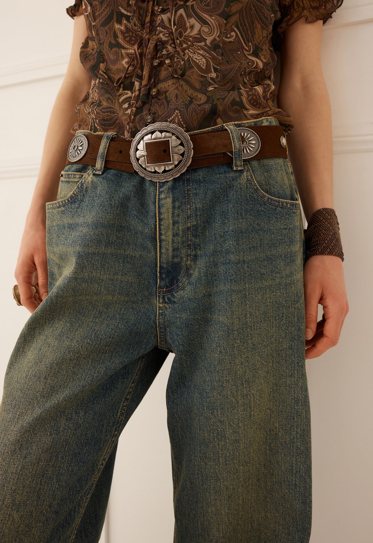 Elysian Collective Spell Clandestine Suede Belt Chocolate