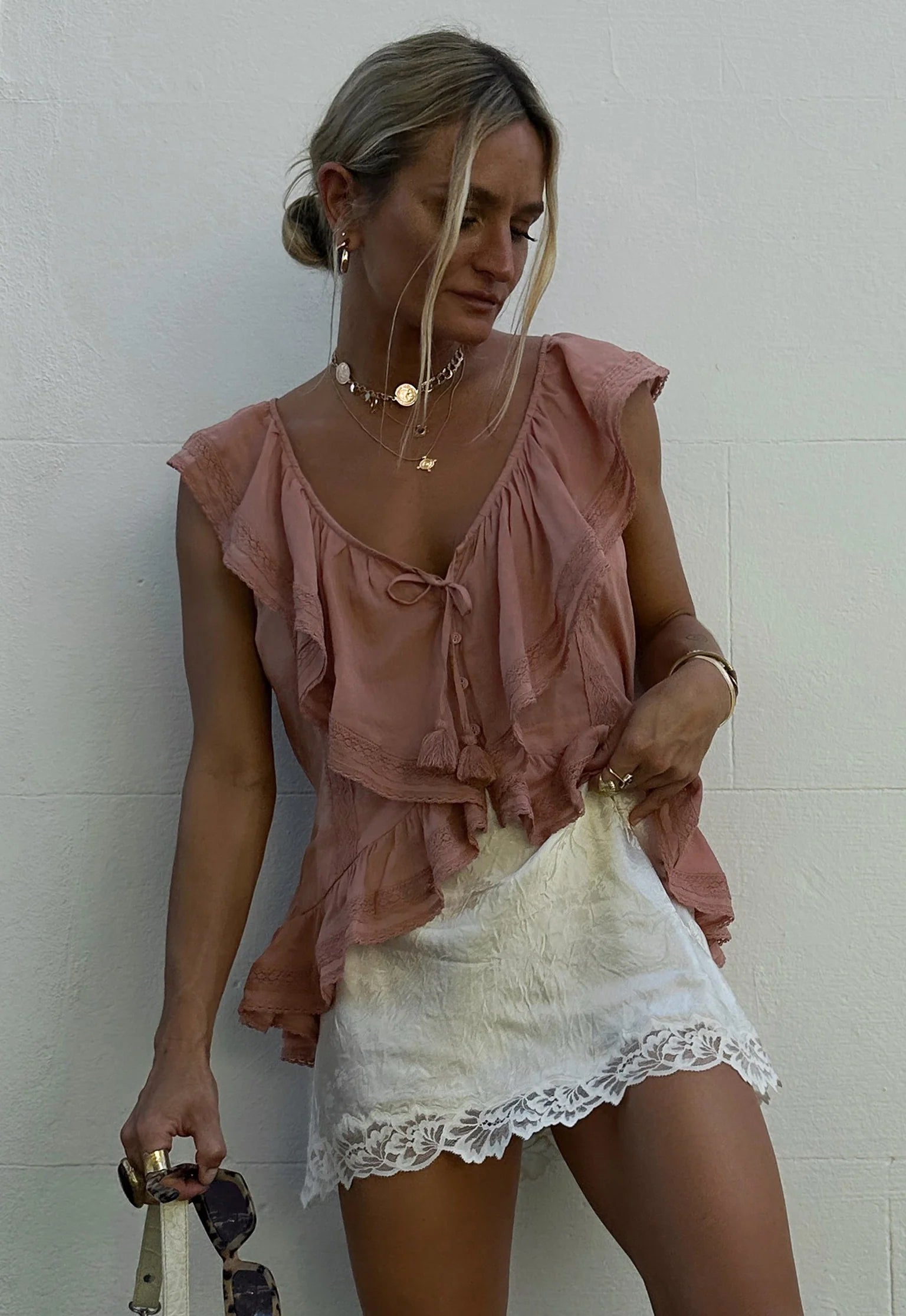 Elysian Collective Spell Dubois Mini Skirt Pearl