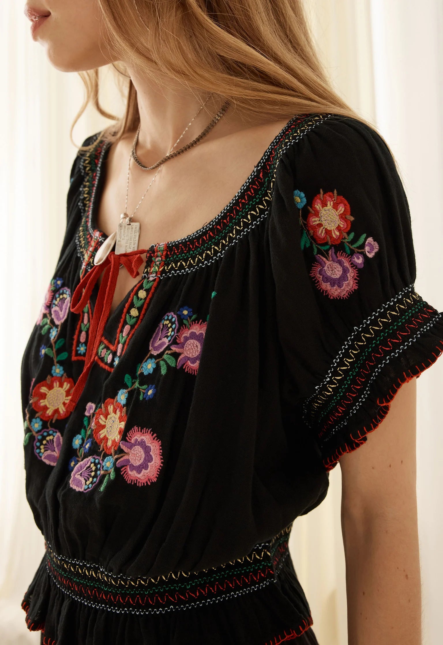 Elysian Collective Spell Feliz Crop Blouse Woodland Black