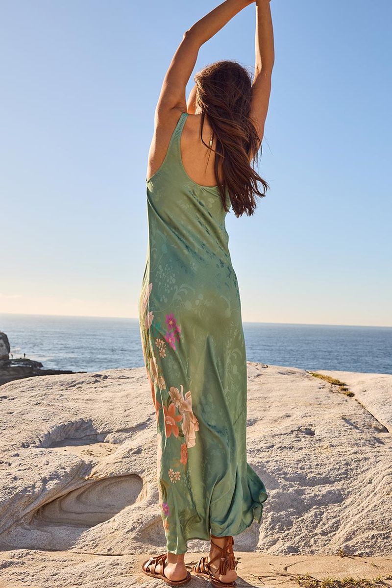 Elysian Collective Spell Floridian Bias Dress Sage