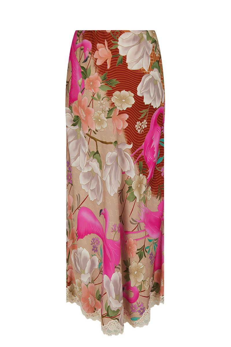 Elysian Collective Spell Floridian Lace Bias Skirt Coral