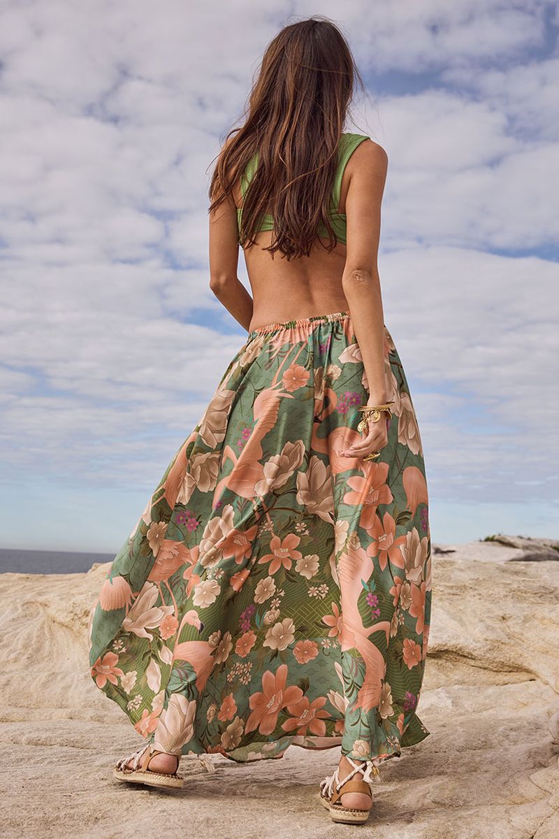 Elysian Collective Spell Floridian Maxi Skirt Sage