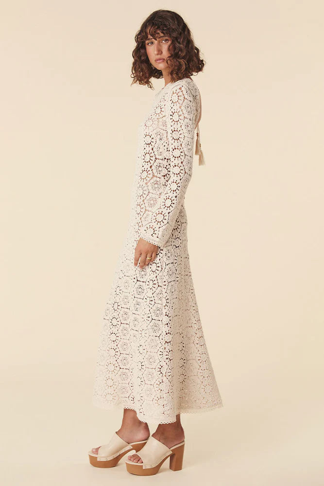 Elysian Collective Spell Helena Crochet Lace Gown Cream