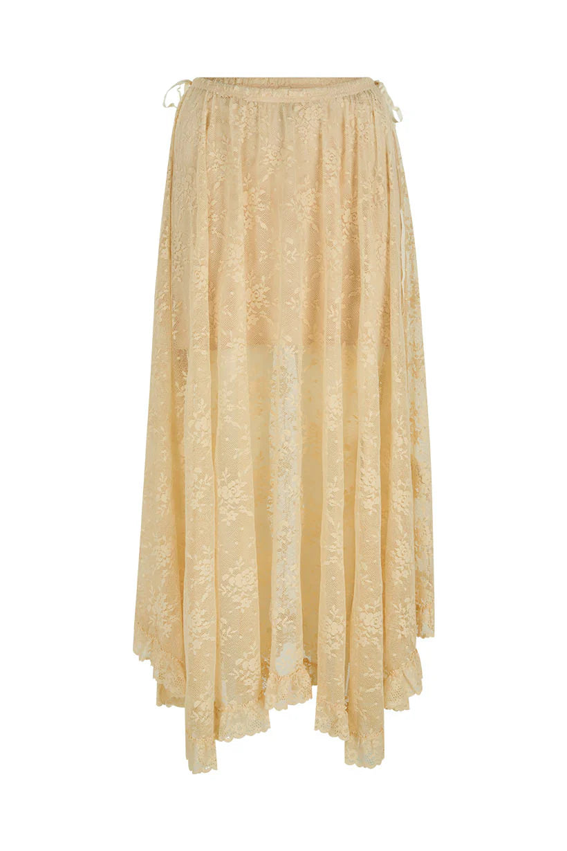 Elysian Collective Spell Labyrinth Lace Maxi Skirt Peach Bliss