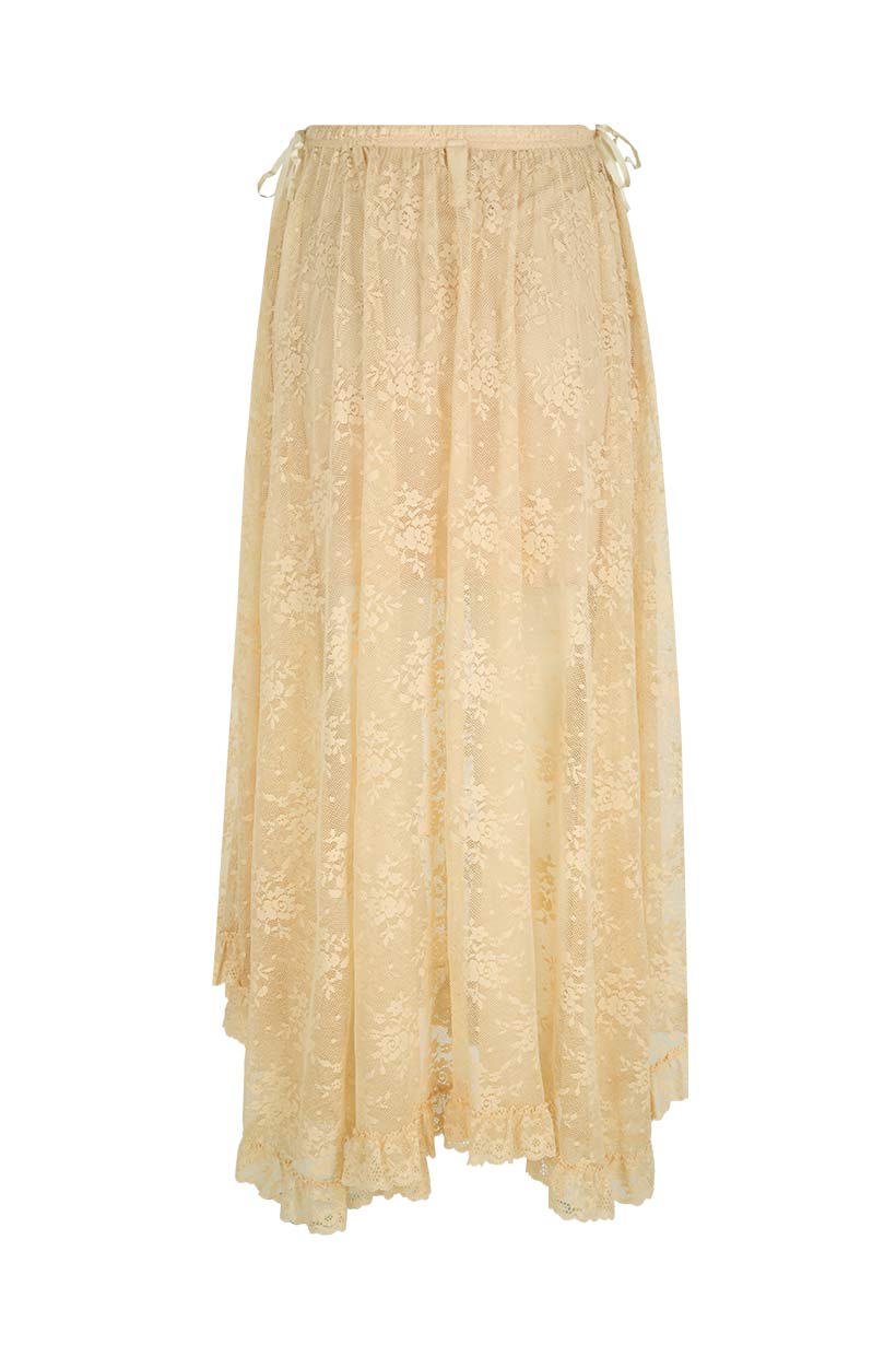 Elysian Collective Spell Labyrinth Lace Maxi Skirt Peach Bliss