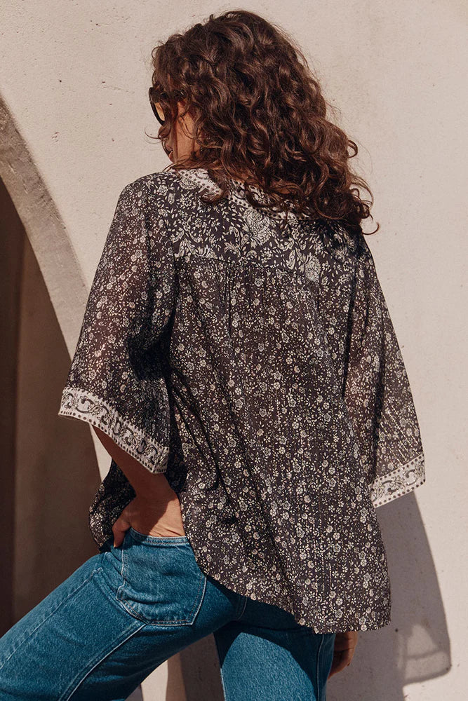 Elysian Collective Spell And The Gypsy Collective Spell Little Bird Flutter Sleeve Blouse Midnight