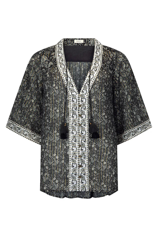 Elysian Collective Spell And The Gypsy Collective Spell Little Bird Flutter Sleeve Blouse Midnight