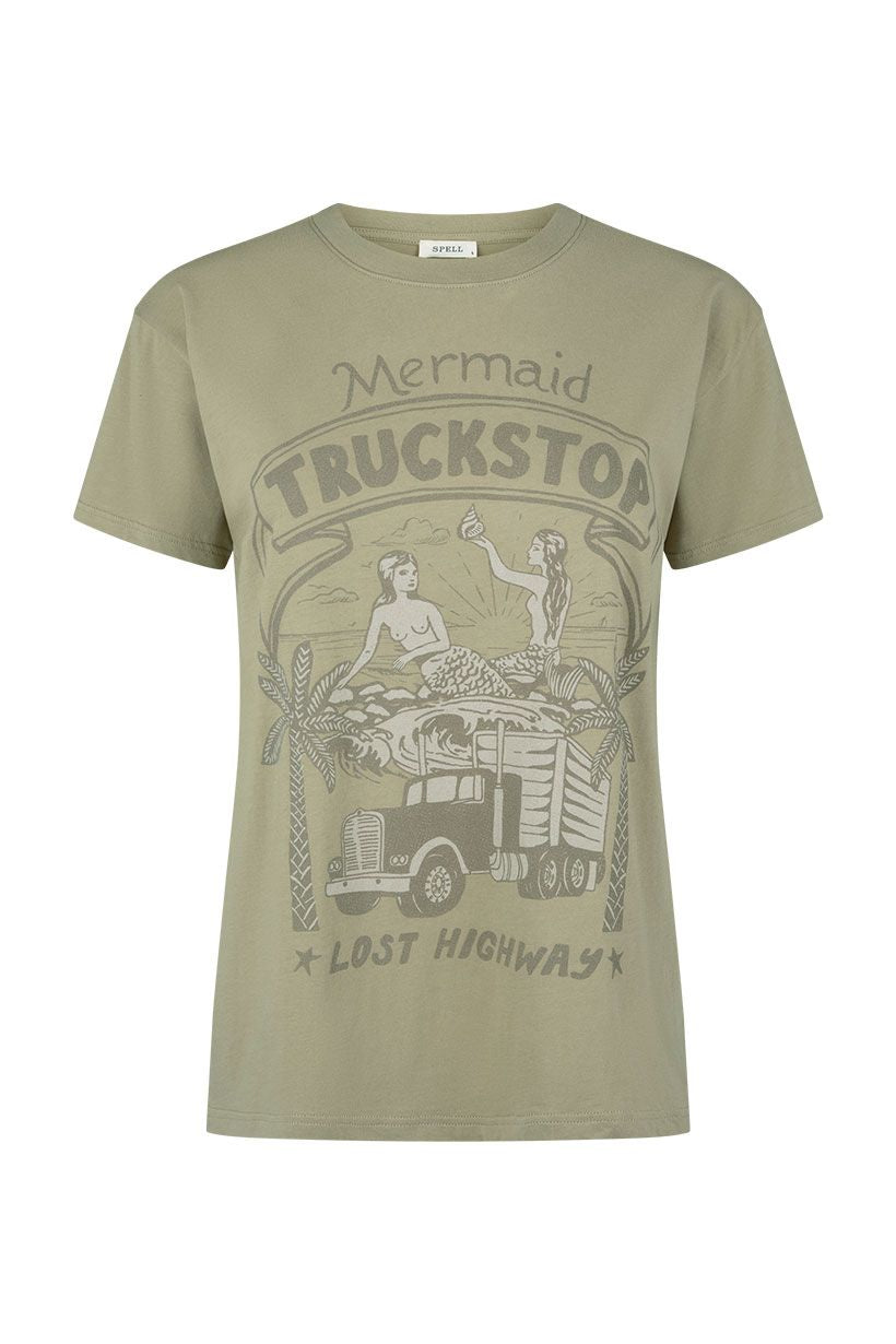 Elysian Collective Spell And The Gypsy Collective Mermaid Truckstop Biker Tee Khaki