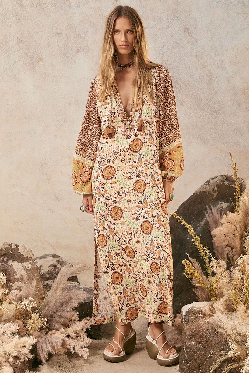 Elysian Collective Spell And The Gypsy Collective Sannah Boho Maxi Dress Golden Ochre