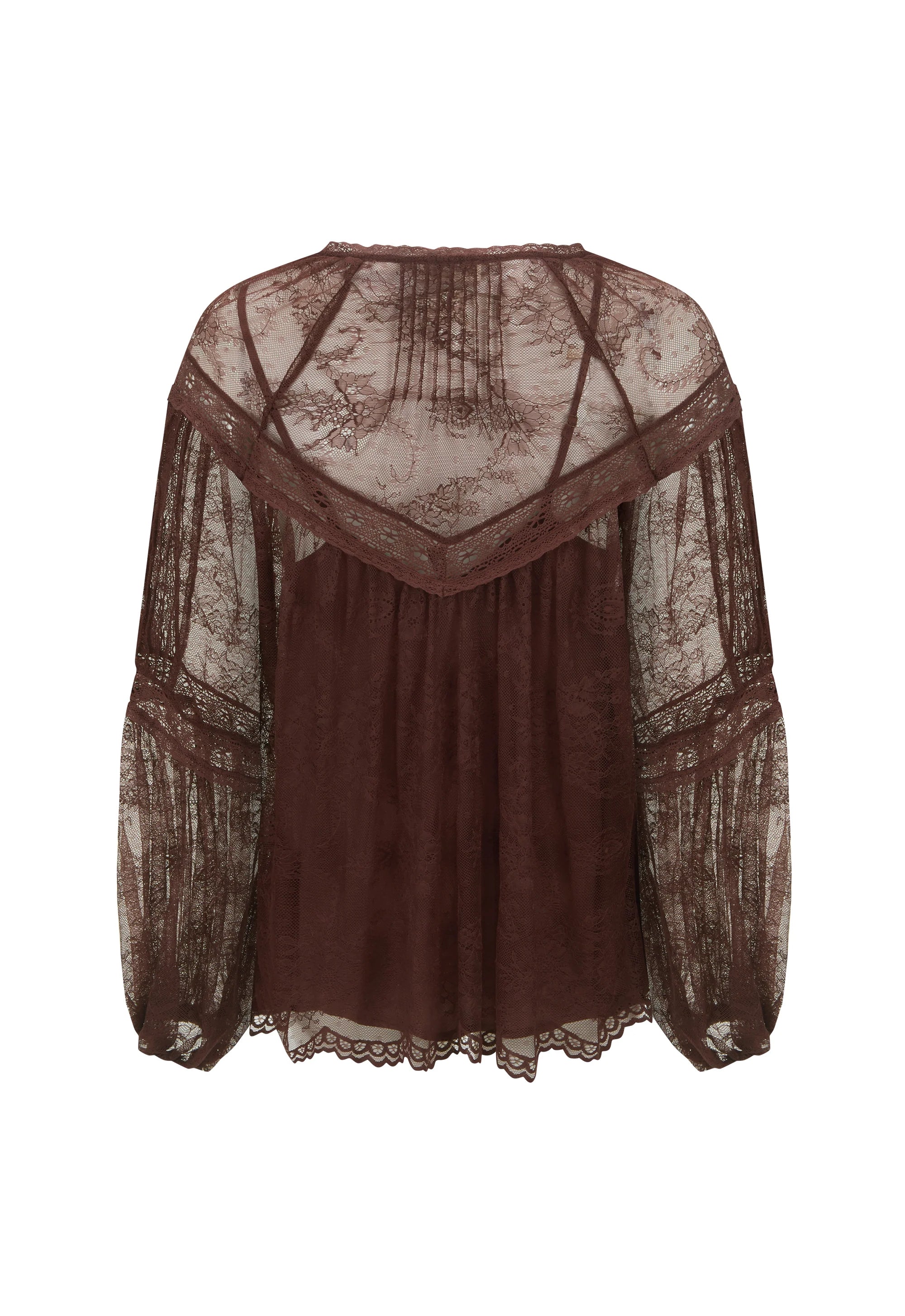 Elysian Collective Spell Teodora Lace Blouse Fudge