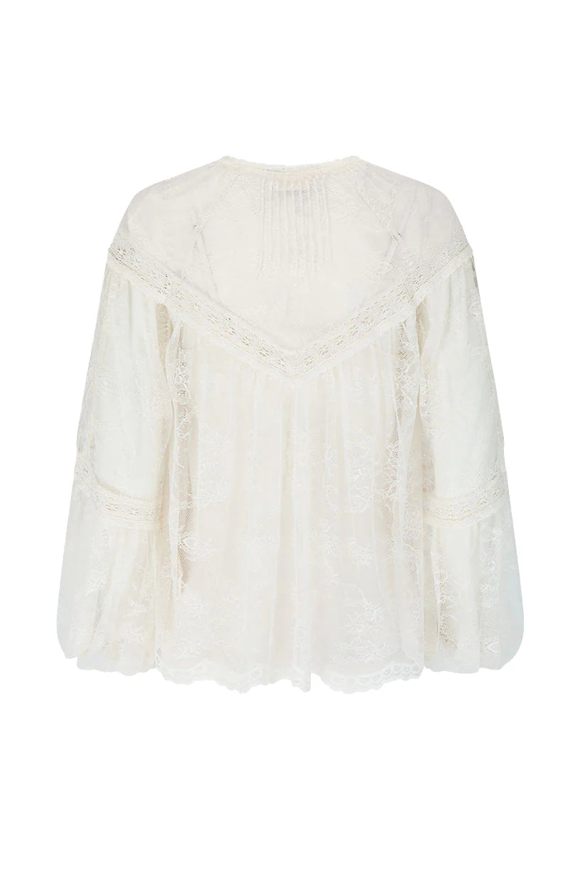 Elysian Collective Spell Teodora Lace Blouse Sea Salt