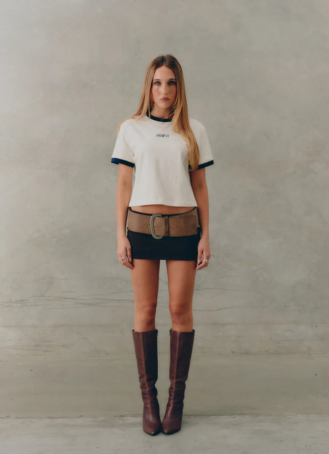 Elysian Collective Ssaint Logo Baby Tee Cream