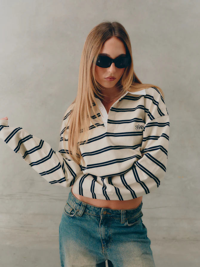 Elysian Collective Ssaint Ryder Rugby Polo Cream