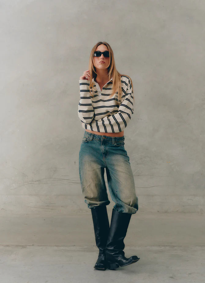 Elysian Collective Ssaint Ryder Rugby Polo Cream