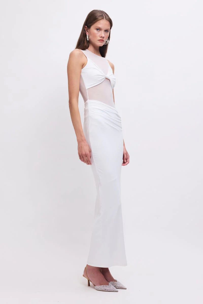Elysian Collective Suboo Auguste Mesh Panel Maxi Dress White