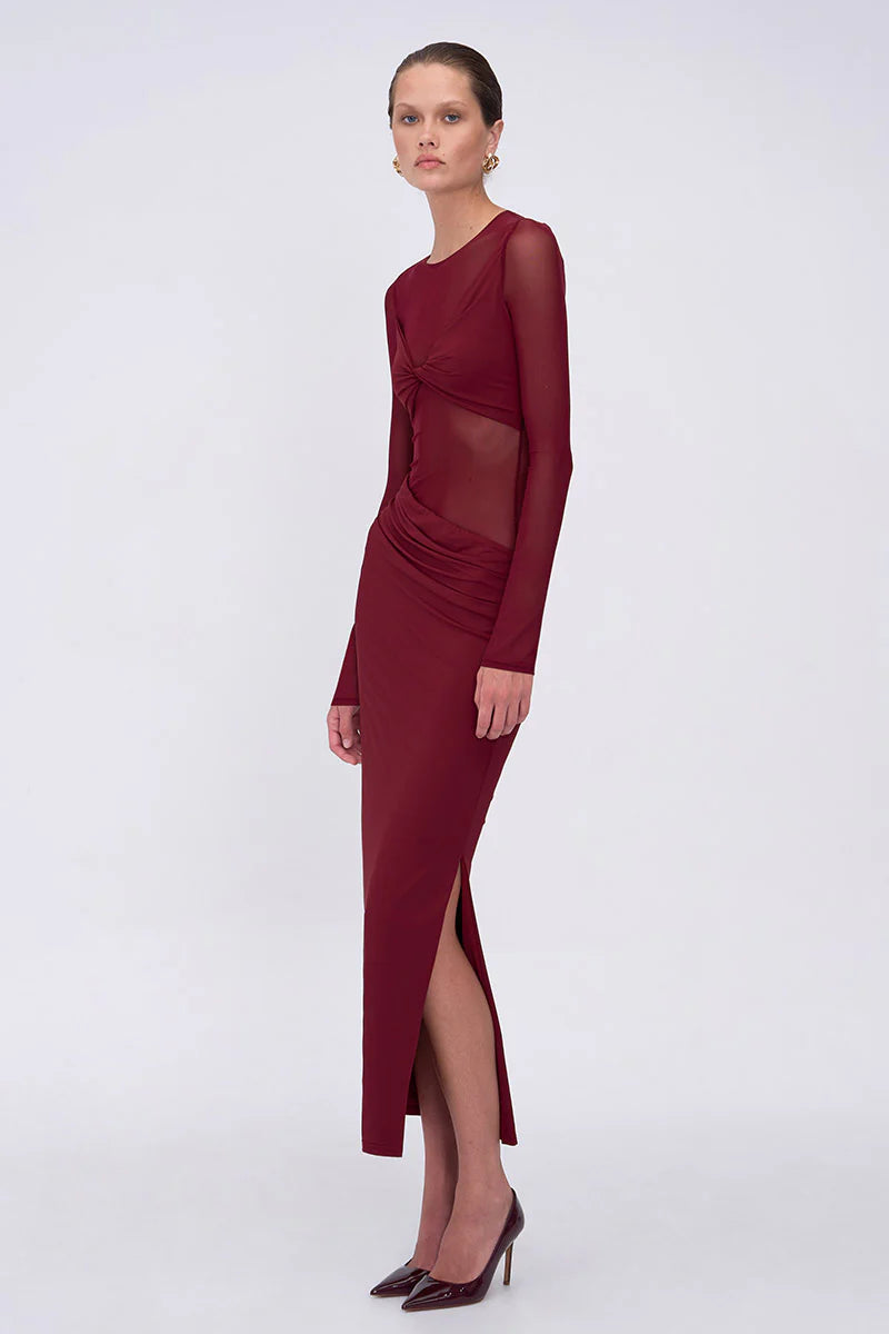 Elysian Collective Suboo Auguste Long Sleeve Mesh Jersey Maxi Bordeaux