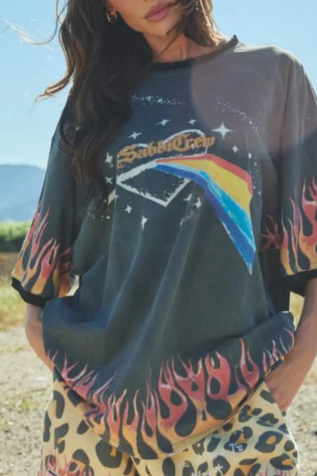 Elysian Collective The Very Oversized Flaming Prism Tee Black