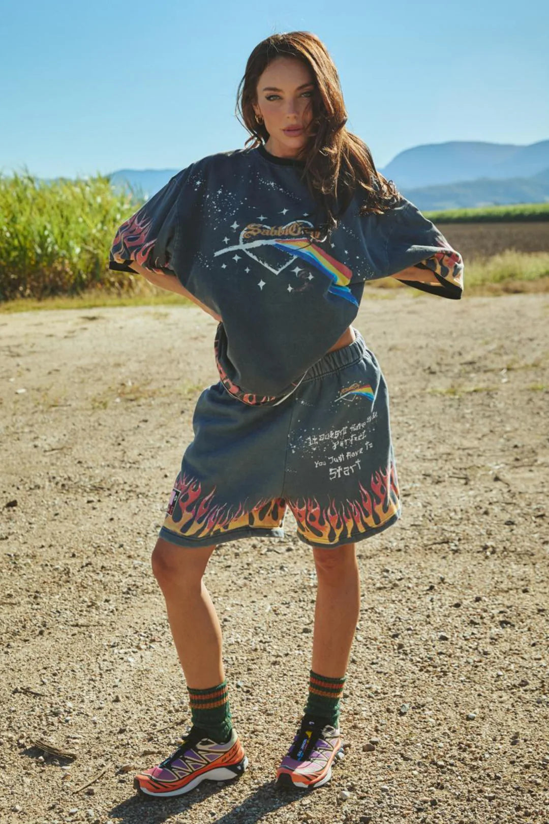 Elysian Collective The Very Oversized Flaming Prism Tee Black