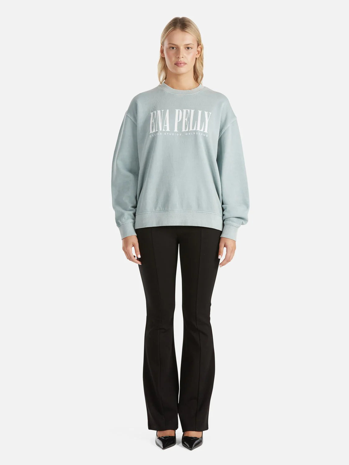 Elysian Collective Ena Pelly Lilly Oversized Sweater City Logo Seafoam Wash