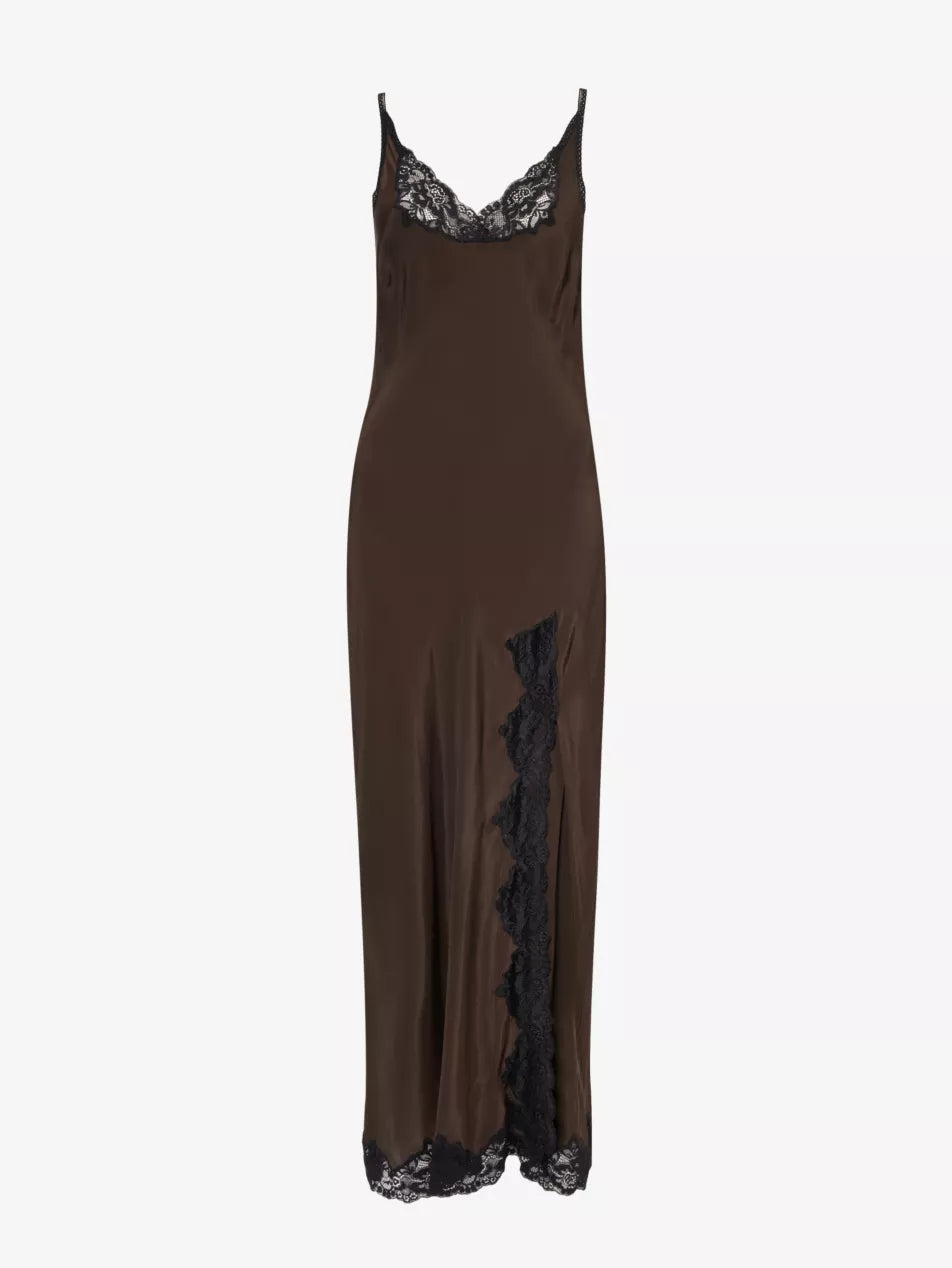 Elysian Collective Bec and Bridge Deja Vous Slip Dress Chocolate/ Black